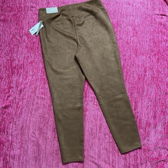 Soft Surroundings Faux Suede Pull On Ankle Leggings Saddle Brown Size Large - Picture 7 of 13
